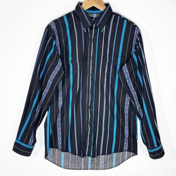 Wrangler Other - WRANGLER Men’s Vintage Cowboy Cut Long Sleeve Blue and Black Shirt L